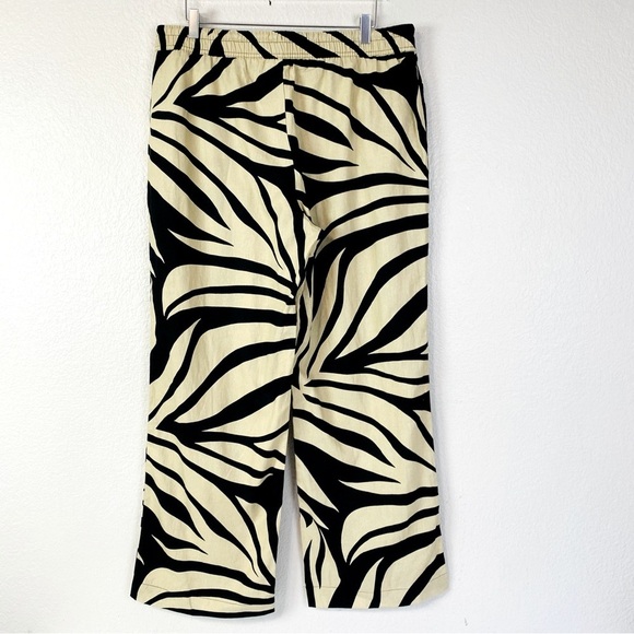 Joie Black/Tan Zebra Print Wide Leg Linen Blend Pants Size XL - Picture 2 of 6